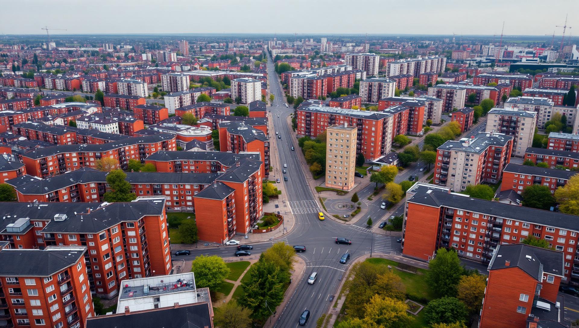 Widok z lotu ptaka na gdańskie dzielnice Siedlce i Chełm